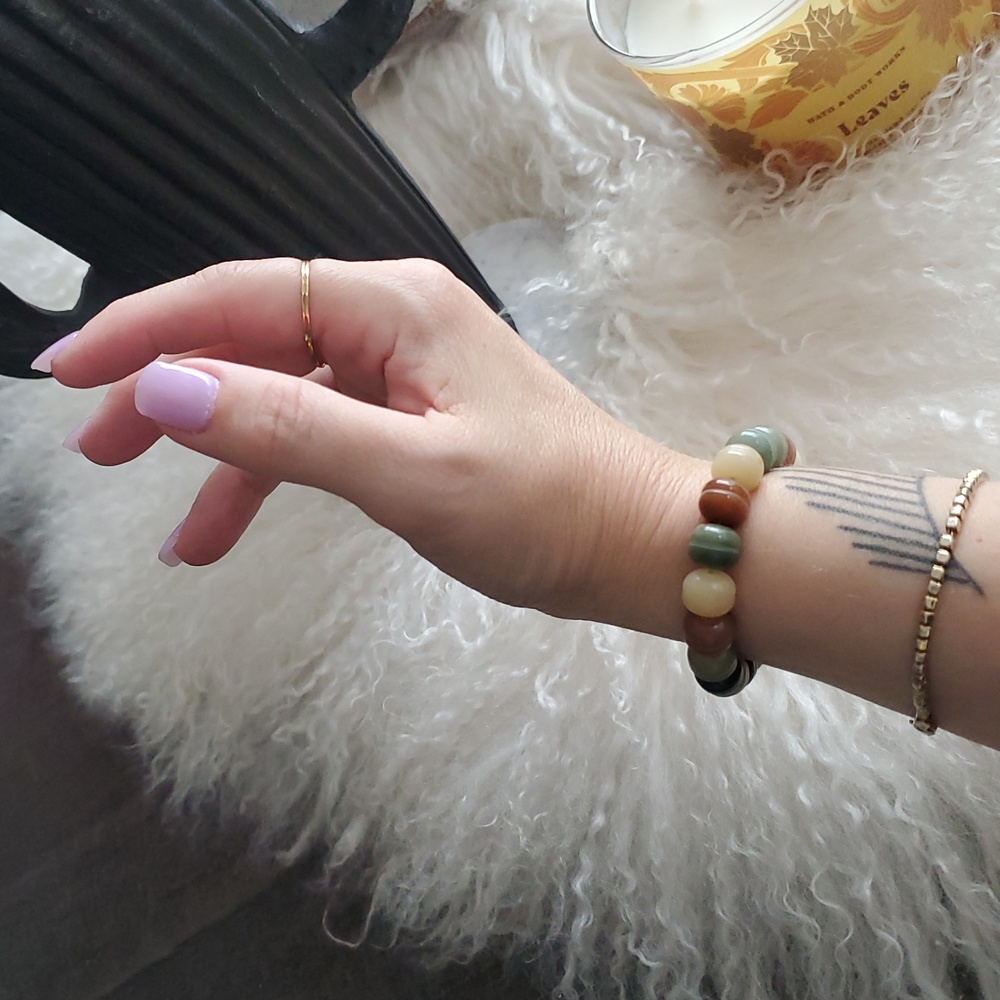 💝Handmade by me,Macaroon shaped Bodhis-Jade/Forest Greens,Tan,Cream,Taupe,Mauve